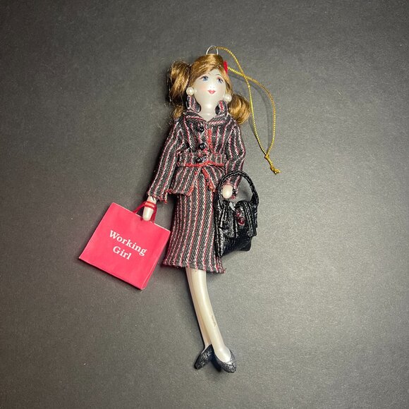 VTG Dillards Trimmings Glass Working Girl Business Outfit Christmas Ornament - Picture 1 of 7